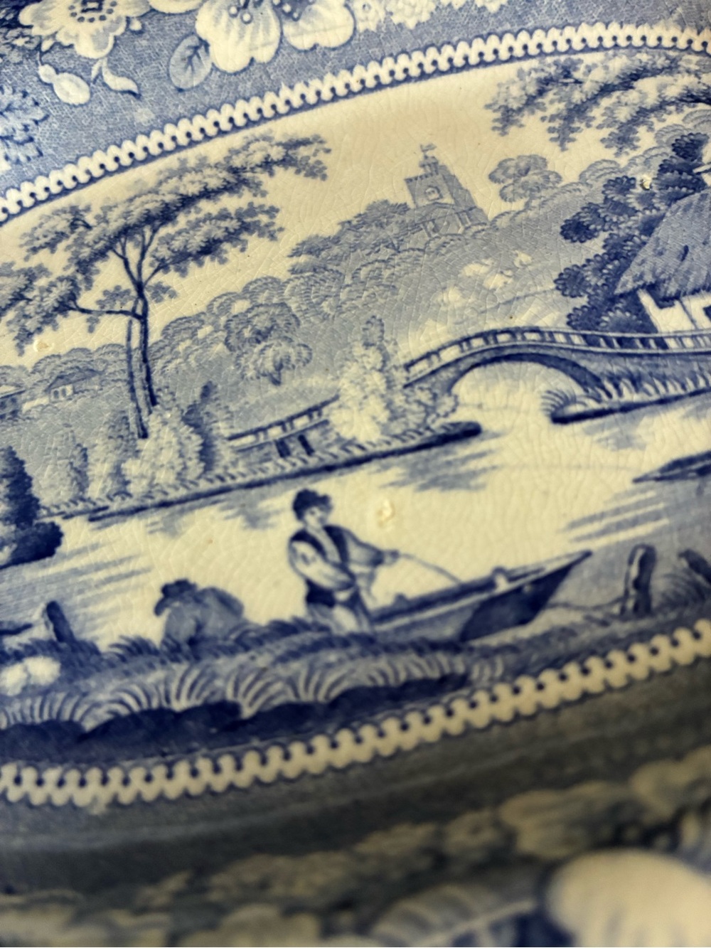 Wild Rose Blue and White Scenic Transferware Trinket Dish - Picture 6 of 8